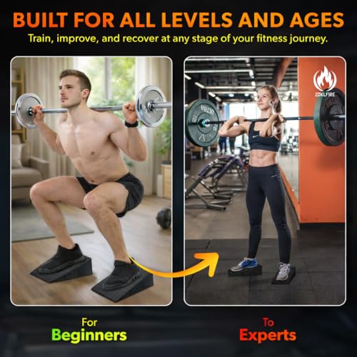 Non-Slip Squat Wedge Block, 2 Pack | Heel Elevated Design Foot Wedges for Exercise