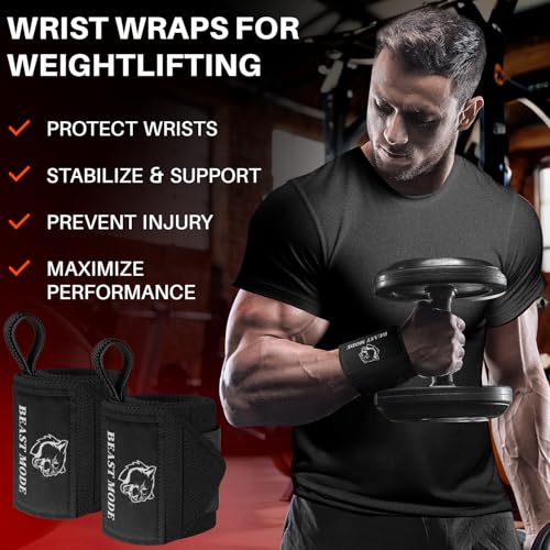 TECEUM Elastic Cotton Weightlifting Wrist Wraps with Thumb Loops, 1 Pair - color: Black, style: 18" – Arms on Fire