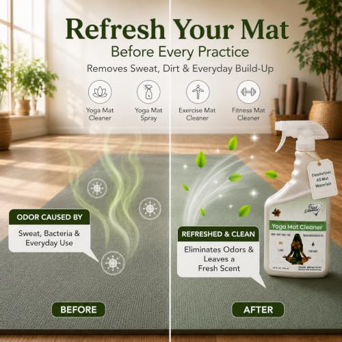 Yoga Mat Cleaner Spray for Exercise & Fitness Mats 1-Gallon | USDA Certified BIOBASED, Essential Oils, Safe for All Type of Materials, Exercise, Pilates, or Workout Mats - color: 1-Gallon, size: 128 Fl Oz (Pack of 1)