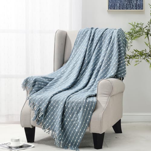 BOURINA Faux Cashmere Throw Blanket, Soft Sofa Blanket, Blue 50x60 inch - color: Blue