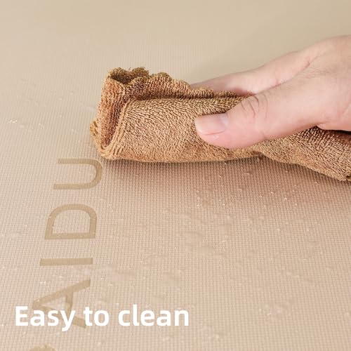 PAIDU POE Yoga Mat (10mm)Extra Thick Fitness Mat 72"x24" with Carry Strap | Non-slip, tear-resistant and suitable for all ages, perfect for yoga, Pilates, home gym and full-body workouts. - color: Beige+Black.
