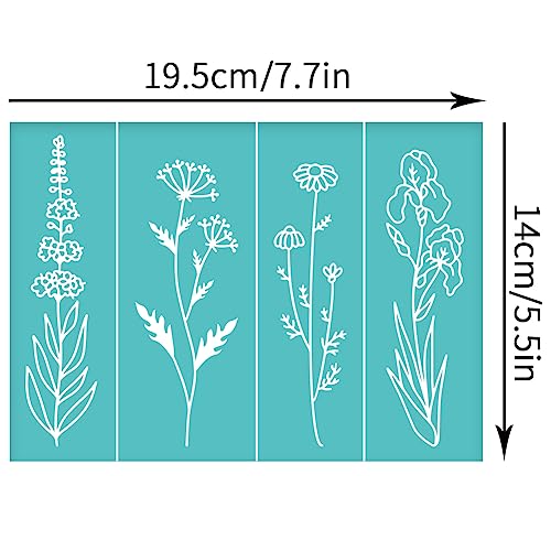 OLYCRAFT 2pcs Silk Screen Printing Stencils Floral Pattern Self Adhesive Mesh Transfers Stencil Reusable Wild Flower Silkscreen Stencils for Printing on Wood T-Shirts - 5.5x7.7 Inch - color: Wild Flower