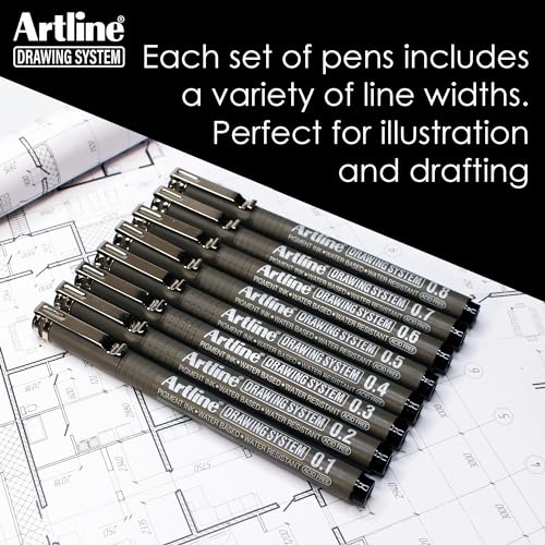 Artline 230 Drawing System Pens, Technical Drawing Pens For Drafting, Illustrating, and More, 0.1mm, 0.3mm, 0.5mm, and 0.7mm Fine Tips - Black, 4-Pack - style: 0.1, 0.3, 0.5, 0.7mm Nib Sizes | 4-Pack