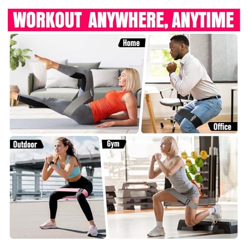 Booty & Resistance Bands – 3 Level Non-Slip Fabric Exercise Bands for Legs & Glutes, Women & Men, Squats, Hip Thigh Training, Yoga, Pilates, Home Workout - color: Green - Purple - Black