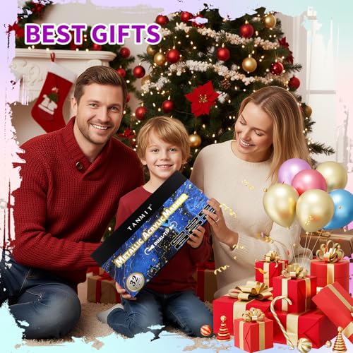 TANMIT 32 Colors Metallic Marker Pens, Dual Tip Acrylic Paint Pens Markers for Black Paper, Scrapbooking, Rock Painting, Wood, Canvas, Stone, Glass, Ceramic, DIY Crafts Making Art Supplies