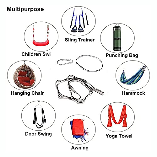 Aokitec Daisy Chains Climbing Strap Strap Rope Yoga Pilates Stretching StrapsMulti-Loop Climber Strength Daisy Chains, 1 Safety Carabiner with Twist Lock System and 1 Connecting Rope