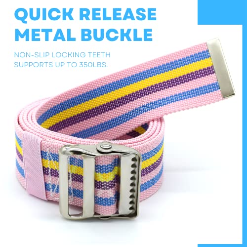 LiftAid Transfer and Gait Belt 60 Inch with Metal Buckle and Loop - Walking, Standing and Transfer Assist Aid for Seniors, Elderly Patients, Caregiver, Nurse, Therapist (Rainbow) - color: Rainbow