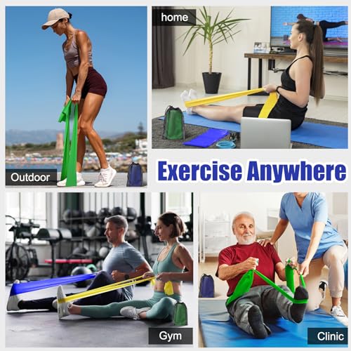 Latex Flat Resistance Bands for Physical Therapy and Rehab, Pilates, Yoga