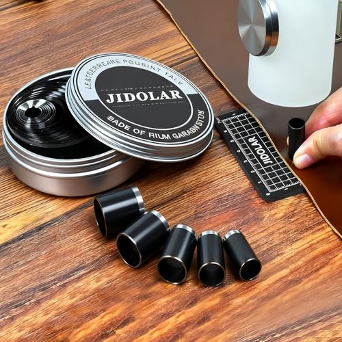 Leather Circle Cutter Tool Set, 34 Pieces Circle Punch Tools 1-25mm 30 35 40 45 50 55 60mm, High Carbon Steel Round Cutting Dies - Leather Hole Punch Tool Kit for DIY Leathercrafts - size: 34 Sizes