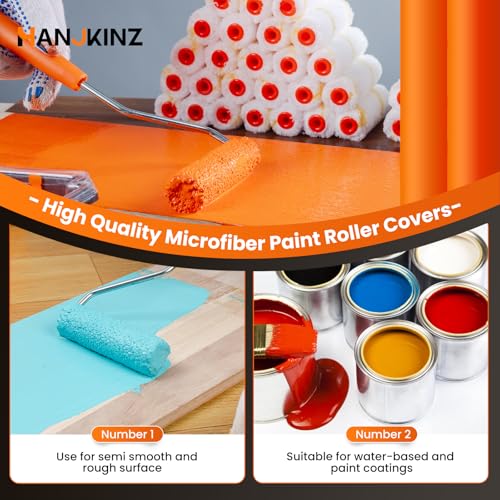 60 Pack Microfiber Paint Roller 4 Inch, 3/8 Inch Nap | Mini Paint Roller Covers, Small Paint Roller with Roller Frame, Ideal for Walls, Ceilings, Doors - size: 4 Inch,60 Pack