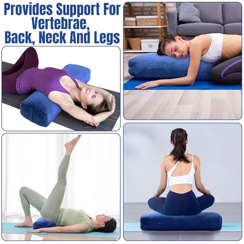 MABOZOO Yoga Bolster Pillow, Rectangular Bolster for Restorative Yoga & Meditation, Professional Meditation Cushion with Carry Handle, 27"X10"X6" - color: blue