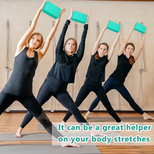Honoson 20 Pcs Yoga Blocks Bulk 9''x6''x3'' High Density EVA Foam Blocks for Exercise Pilates Meditation, Lightweight Non-slip Surface, Improve Strength Balance Flexibility - color: Teal