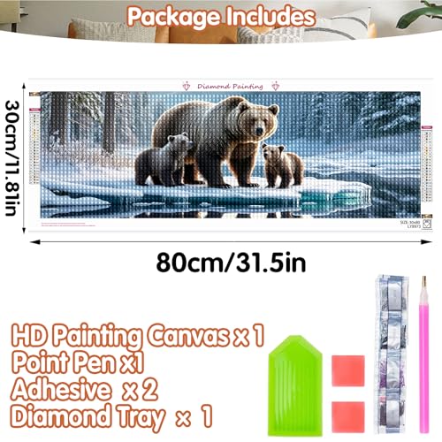 SKRYUIE 5D Large Diamond Painting Kits Bear - DIY Diamond Art Kits for Adults Animal, Full Round Drill - Crystal Embroidery Cross Stitch - Craft for Wall & Office Decor - 12x30 inch / 30x80 cm B5 - color: colorful-11