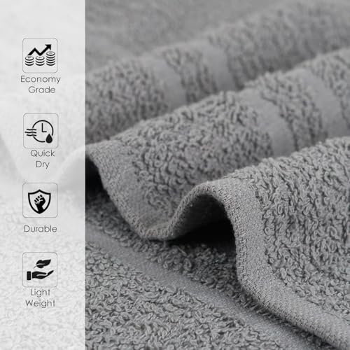 24 Pack Dark Grey Hand Towels 100% Cotton Spa Towel – 16x27 inches Highly Absorbable Facial Towels Gym, Hair, Face, Bulk Small Towels (Not Bleach Proof) - color: Grey, size: HAND TOWEL PACK OF 24 16X27
