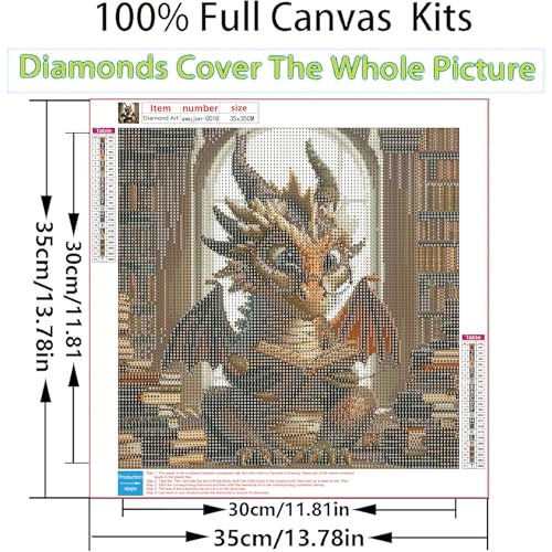 AWUJON Diamond Painting Kits for Adults, Dragon 5D Diamond Art Kits Full Drill Diamond Dots DIY Paintings with Diamonds Gem Art and Crafts Home Wall Decor 13.7x13.7inch - color: Dragon