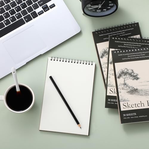 Jexine 20 Pcs Sketch Book Bulk 5.5"x8.5" Top Spiral Bound,Tree | 30 Sheet Each 100gsm Drawing Paper, Sketch Pads for Painting, Artist Sketchbooks Bulk, Art Paper for Students - style: Tree