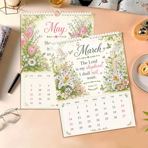 2027 Diamond Art Wall Calendar for Adults Beginners 12 Monthly Holiday Themes 8.9" x 6.7" Hanging Loop DIY Craft Wall Calendars with Notes Section for Home Office Planning-Inspirational quotes - color: Inspirational quotes