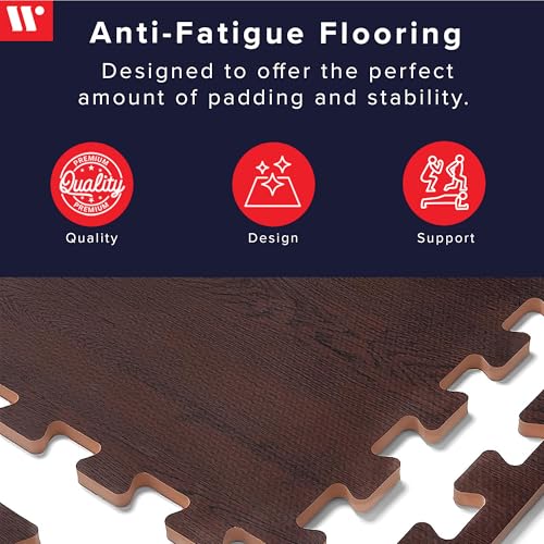 Forest Floor Farmhouse 3/8 Inch Thick Printed Foam Tiles, Premium Wood Grain Interlocking Foam Floor Mats, Anti-Fatigue Flooring – Stylish Flooring Solution - color: Roasted Chestnut Dark Brown, style: 24 Square Feet (6 Tiles)