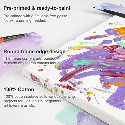 PHOENIX Stretched Canvas for Painting 16x20 Inch/5 Value Pack, 8 Oz Triple Primed 5/8 Inch Profile 100% Cotton White Blank Canvas, Large Framed Canvas for Oil Acrylic & Pouring Art - size: 16"x20", style: Studio Set (8 Oz.)
