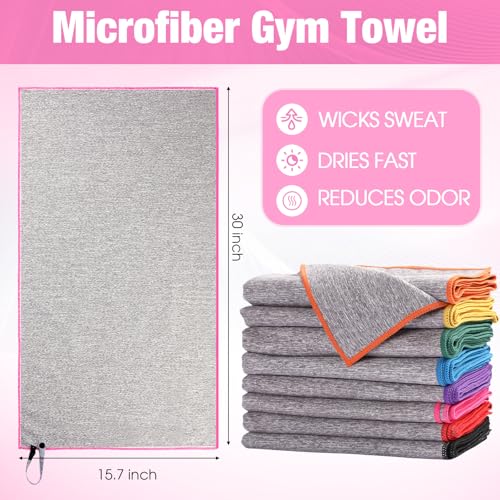 Peryiter 8 Pack Microfiber Quick Dry Gym Towels, Odor-Free Absorbent Fiber, Fast Drying Working Out Towel for Men & Women Hot Yoga Sweat Sports Exercise Fitness Gear(Bright Color) - color: Bright Color