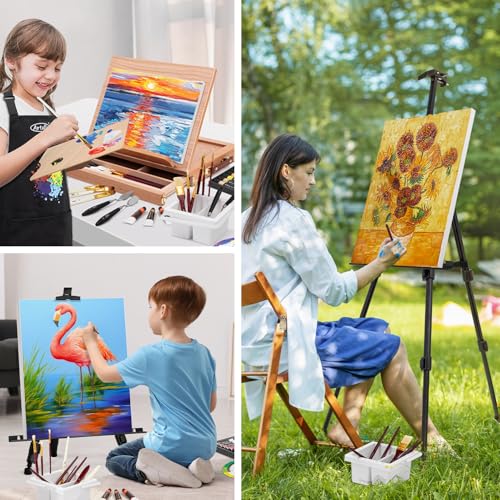 187Pcs Professional All-in-One Art Painting Kit with Aluminum & Beech Wood Easel, 96 Acrylic, Watercolor & Oil Paint Set, Complete Art Supplies Painting Set for Adults, Artists, Beginners
