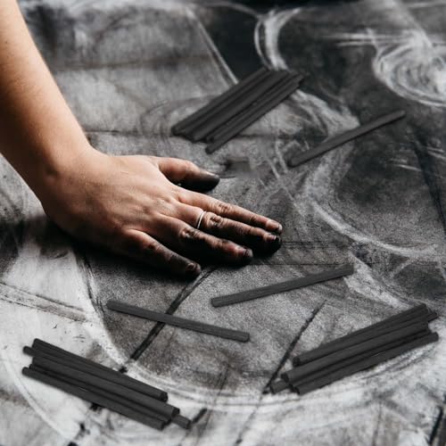 Gueevin 100 Pcs Soft Willow Charcoal Sticks Drawing,5-7mm | For Artists Beginners Students, Vine Charcoal Bulk for Sketching Shading Fine Art, Assorted Sizes, Back to School Gifts - size: 5-7mm