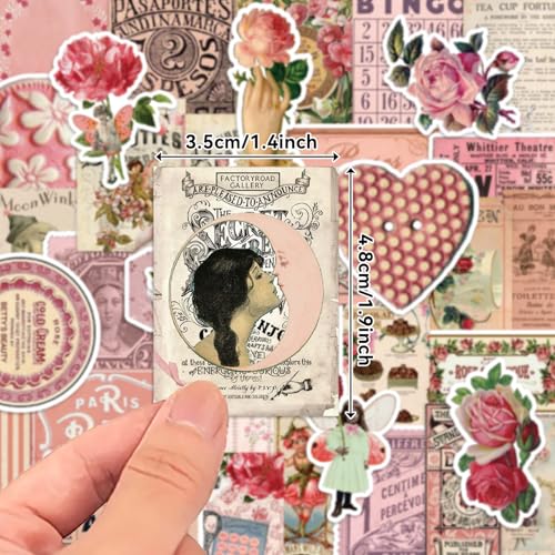 Bomichi Vintage Stickers, 102 Pcs Scrapbooking Supplies for Bullet Journals, Planners, Letter, Card Album Making, Collage Art, Crafts, Water Bottle - style: Rose