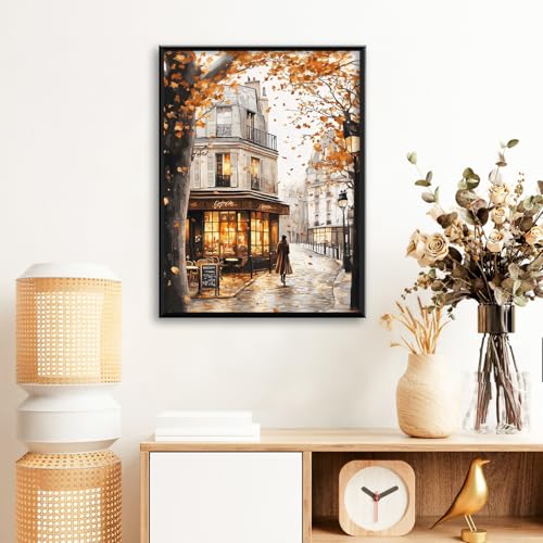 Landscape Diamond Art Kits for Adults Beginners 12x16 in, DIY Craft Gift | Autumn Street Diamond Painting Kits for Adults, Stress Relief, Home Wall Decor, 5D Full Round Drill Gem Art - color: DP-US01