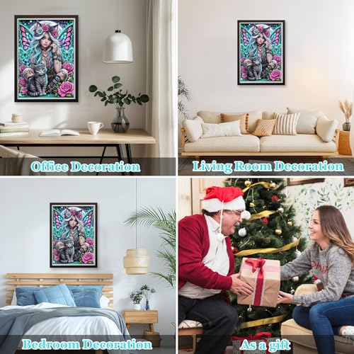 MAXBYE Diamond Painting Kits for Adults Beginners,Gothic Butterfly Fairy 5D Full Round Drill Diamond Art Kit, Easy DIY Dot Painting Gem Craft for Home Wall Art 12x16in - color: ZD054