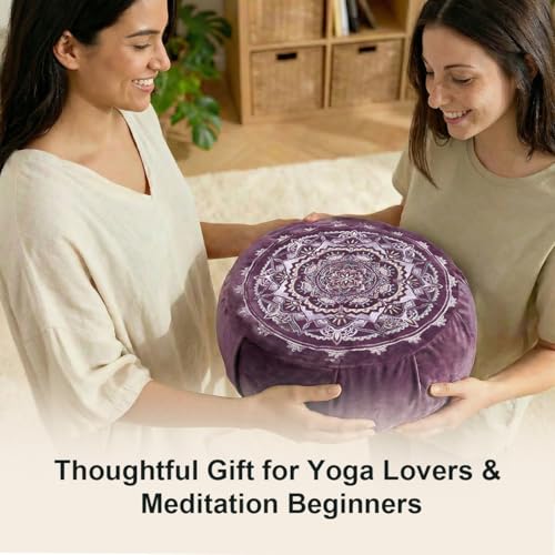 Ultimate Meditation Cushion Set – 2-in-1 Zafu & Zabuton, Buckwheat & Memory Foam, Velvet Cover for Yoga & Mindfulness (Purple) - color: Purple