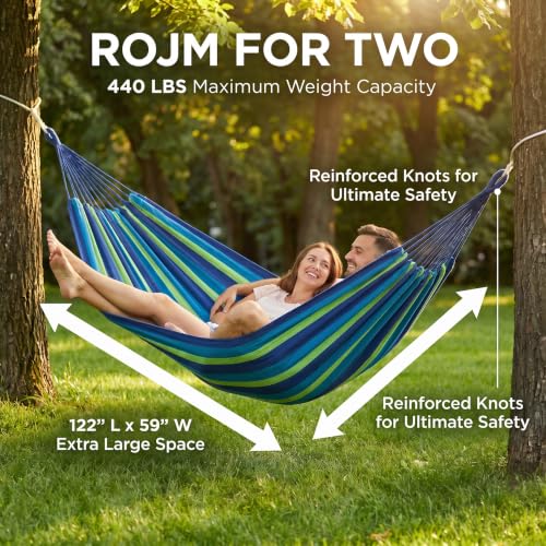 Canvas Hammock 122" Long X 59" Wide 2 Person Hammock 440 pounds Maximum Weight Applicable Scenes in Courtyard Autumn, Indoor Hanging Chairs, Beach Leisure (Blue Green, Full) - color: Blue Green