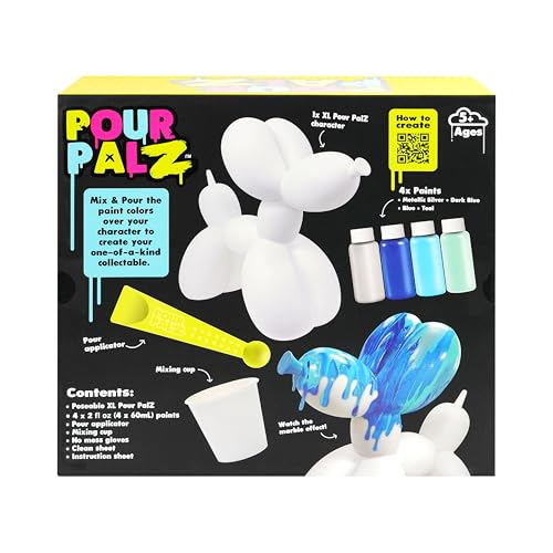 DIY Paint Pouring Kit – 1 XL Balloon Dog, 4 Acrylic Pour Paints, Mixing Cups & Tools, Create Unique Marbled Art, Fun Hands-On Craft Kit for Kids & Adults, Ocean Blue, Ages 5+ - color: Dog Ocean Blue