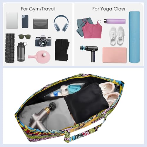 Yoga Mat Bag Yoga Mat Carrier with Shoes Compartment & Wet Pocket Pilates Bag with Zipper Pockets & Yoga Mat Holder Strap Yoga Bags and Carriers Fits All Your Stuff - color: Sunflower