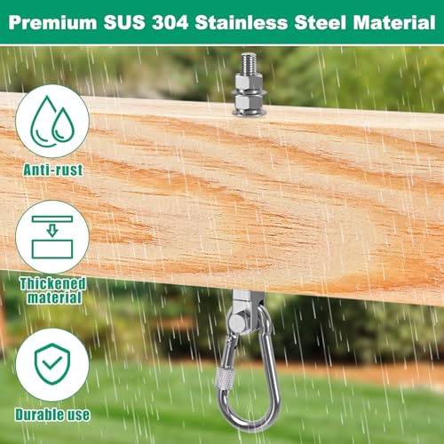 SELEWARE 2Pcs Heavy Duty Swing Hangers, 1500LB Capacity Stainless Steel Swing Set Hooks for Wood/Steel Beam, 7" x M2/5" Porch Swing Hardware for Playground Swing Hammock Chair Yoga Swing Punching Bag - color: 2 Pack Swing Hangers (7" X M2/5" Threaded Rod)