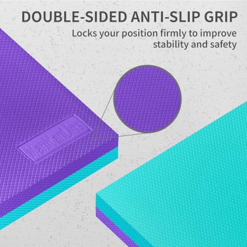 Balance Pad for Physical Therapy Exercises - 15" x 12" Extra Thick Non-Slip Stability Trainer - 2.36" Soft TPE Foam Mat for Knee & Ankle Recovery, Core Strength & Home Gym - color: Purple/Turquoise