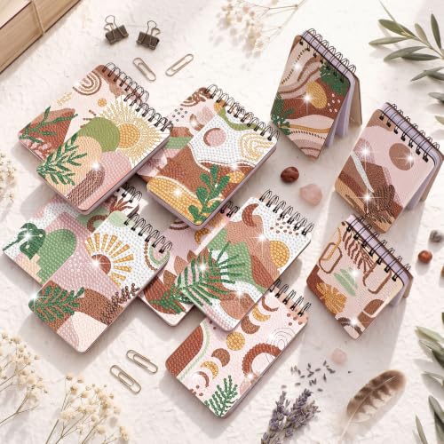 Fuyoooo 12 Pcs Boho Diamond Art Notebook Kits for Adults, 4.72 x 2.83 Inch | Boho Diamond Art Notebook, Rustic DIY Cover Notebook Diamond Painting for Beginners, 5d Journal Art Notepad Accessories - style: Boho