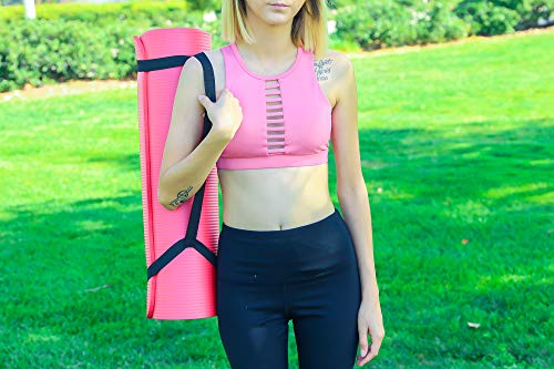 LOKATSE Home All Purpose Thick Yoga Mat with Carrying Strap High Density - color: Pink
