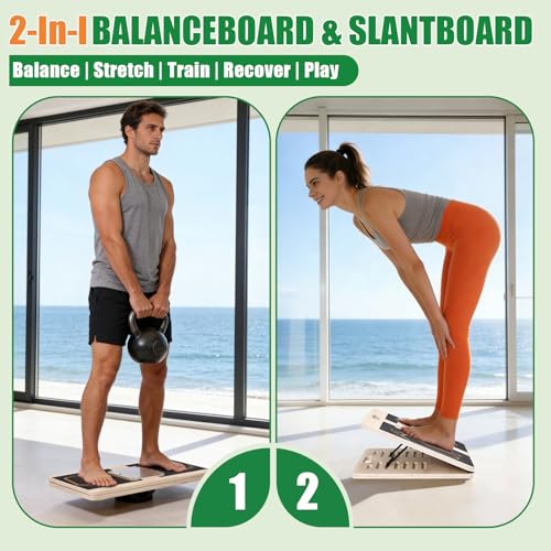Slant Board Calf Stretching for Ankle Mobility & Balance Board with Maze