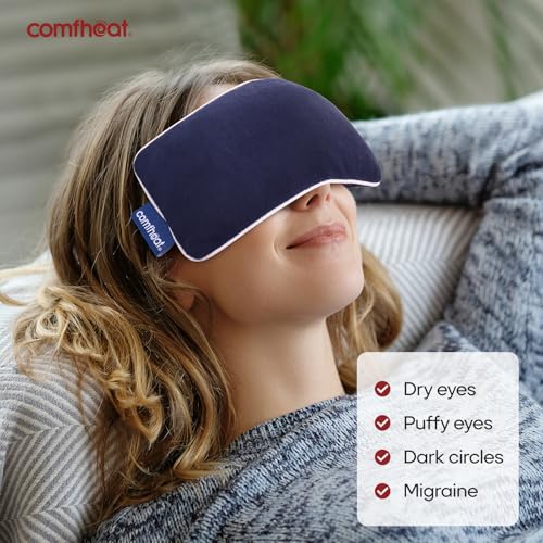 Unscented Weighted Eye Pillow - Soft Plush Removable Cover | Moist Heat & Cold Therapy, Natural Aromatherapy Eye Compress Pillow for Relaxation, Yoga, Meditation, and Sleep, Navy Blue - color: Navy Blue (No Scent Added)