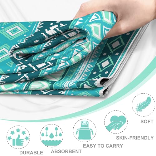 Yoga Towel,Absorbent Yoga Mat Towel for Hot Yoga Non Slip,Stylish Prints,Ideal for Workouts,Hot Yoga,Bikram,Pilates Equipment,72 x 27 in,Green Triangle Geometry - color: Green Triangle Geometry