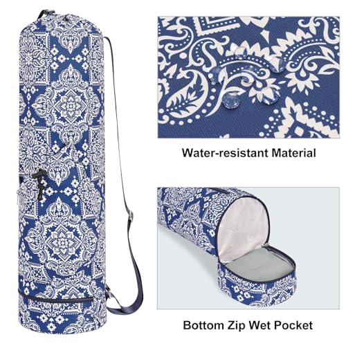 sportsnew Yoga Mat Bag with Water Bottle Pocket & Wet Pocket for Women - color: Celadon Patent, size: Medium