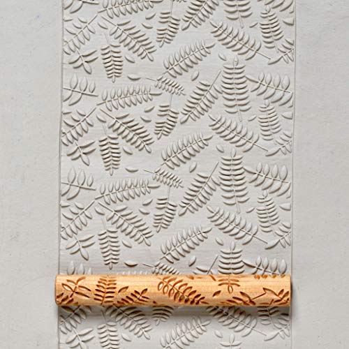 MKM Pottery Tools Wood Twig Rollers for Clay (TW-10 Fern Leaves 1) - color: TW-10 Fern Leaves 1