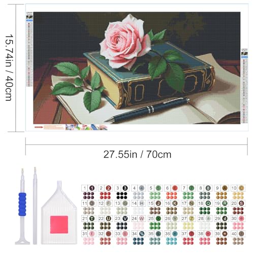 JOOZ Large Diamond Art Kits for Adults DIY 5D Flower Diamond Painting Kits Full Drill Book Diamond Painting Flowers Kits Gem Art Kits for Gift Home Wall Decor 27.5x15.7 Inch - color: Flowers 034