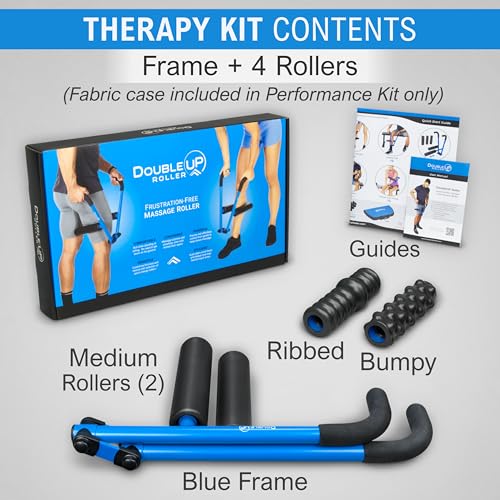 DoubleUP Roller D4 Leg & Arm Massager, Metal Frame + 4 Rollers, Blue - color: Blue