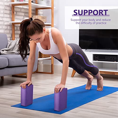 20 Pcs Yoga Blocks Bulk Eva Foam Exercise Brick Purple Non Slip Gymnastic Soft High Density Dance for Girls Women Toning Meditation Stretching Yoga Pilates Accessories