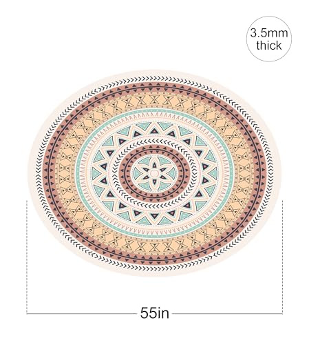 nuveti Large Meditation Mat Non Slip Round Yoga Mat Natural Rubber with Sueded Surface Exercise Mat Perfect for Meditating, Stretching, Yoga(140CM X 3.5MM Thick) - color: MoLuoGeYouJing