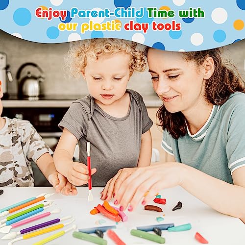 UUSYCUN 9PCS Clay Tools for Kids & Adult, UUSYCUN Plastic Air Dry Clay Tool Kit, Double-Head Sculpting Tools for Pottery, Polymer, Air Dry Clay, Modeling, Shaping, Cake Decoration - color: Plastic-9PCS