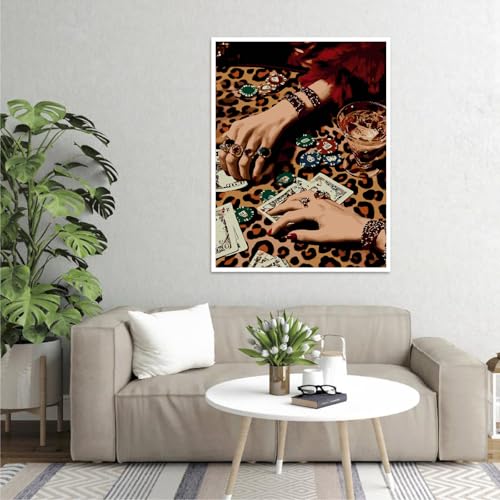 Paint by Numbers Kit for Adults,Leopard Disco Paint by Number 16x20 In | Paint by Number for Beginner,Adult Paint by Number,HD Color Canvas,DIY Tool Kits,Stress Relief Craft,Great Gift,Without Frame - color: MT6218
