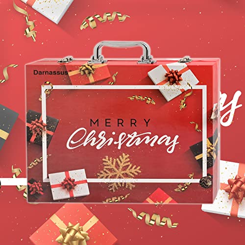 Darnassus 132-Piece Art Set, Deluxe Professional Color Set, Creating Gift Box, Art Set Crafts Drawing Painting Christmas Kit for Kids and Adult, Girls Boys - color: Xmas Red
