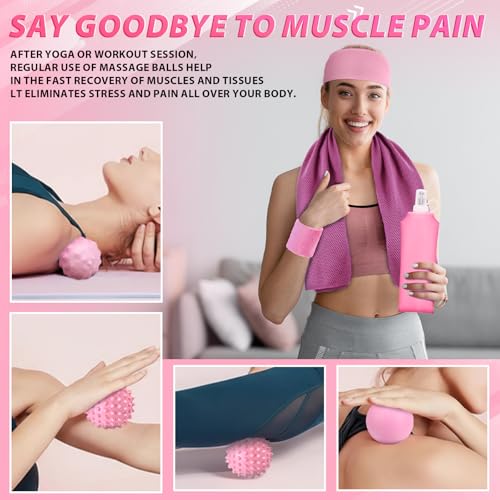 Halloscume 24 Pcs Pilates Kit, Home Pilate Equipment for Women, Pilates Ring and Ball Set with Stretching Strap, Water Bottle, Magic Circle, Yoga Ring, Gym Bag, Resistance Band, Anti Slip Sock - color: Pink